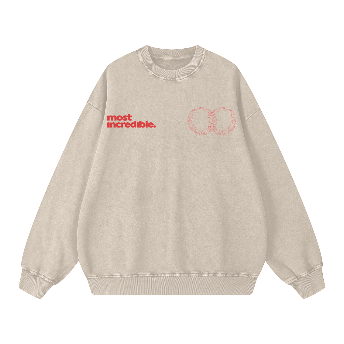 Bamboo Blueprint Snow-Wash Oversized Sweatshirt (Limited Edition 